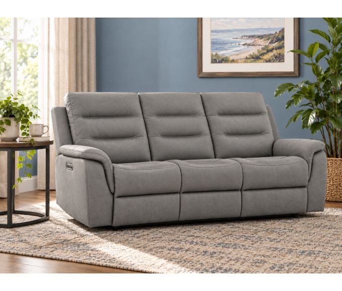 Boone Leather Reclining Sofa Grey Boone Leather Reclining Sofa Grey